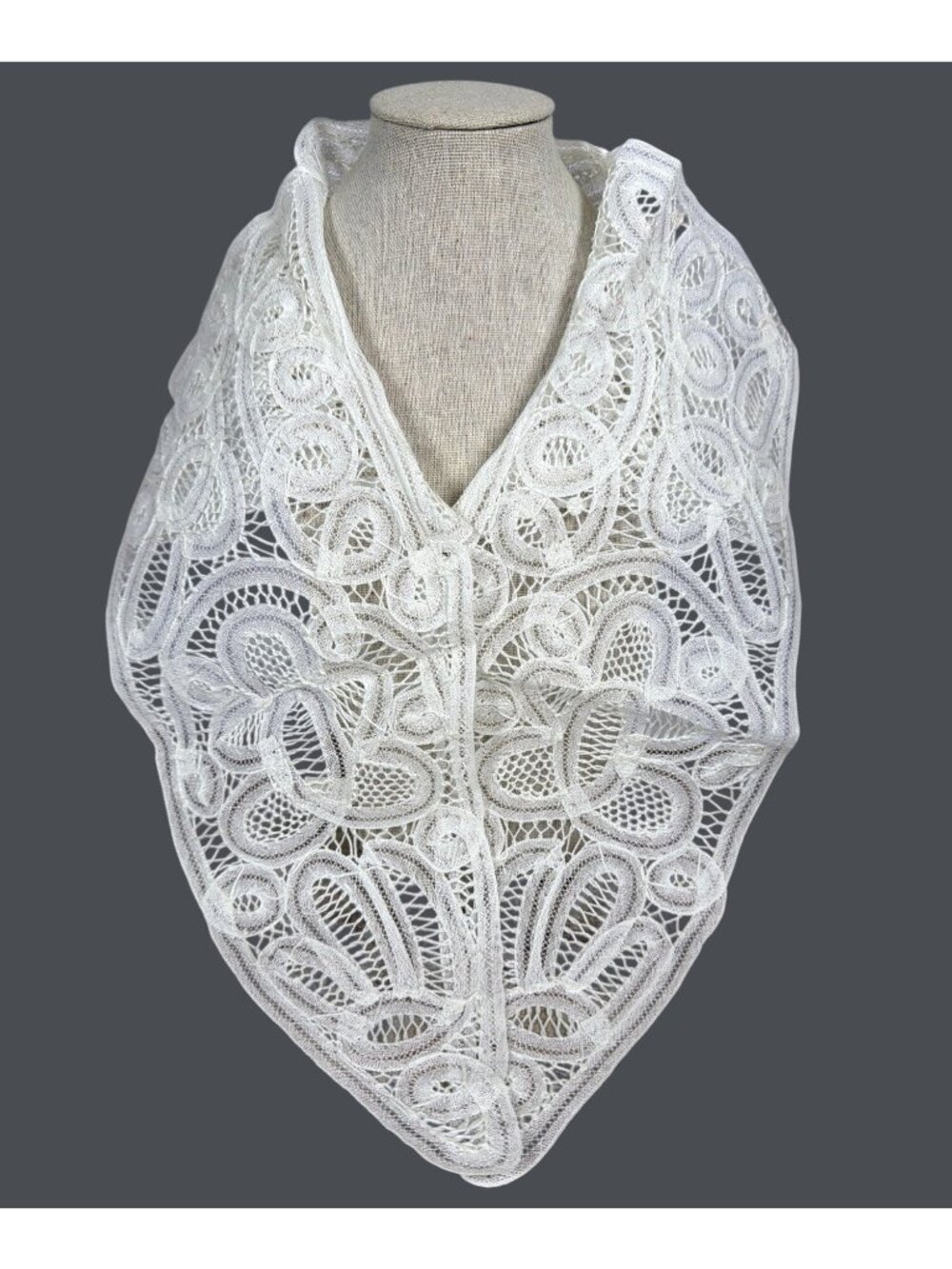 Brussels Belgian Lace Collar Bridal Dress Front Yoke Victorian Cottagecore VTG - Picture 2 of 16